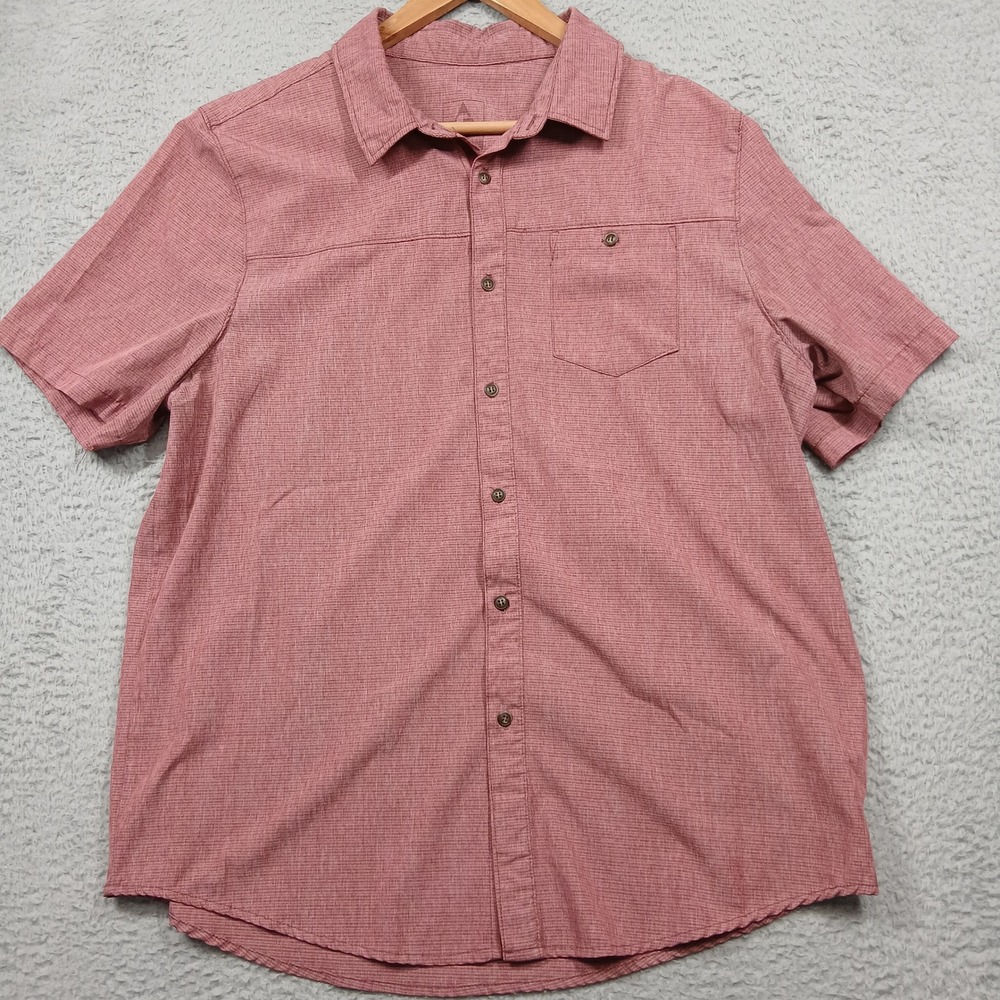 Grand Canyon Men's L Red Short Sleeve Button‎ Up Shirt Casual Lightweight
